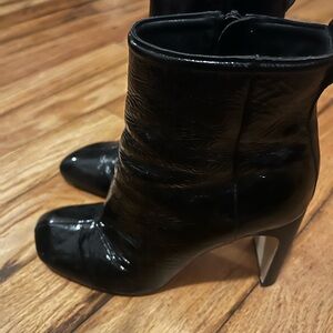 Rag & Bone Black Heeled Boots with Suede and Patent Leather